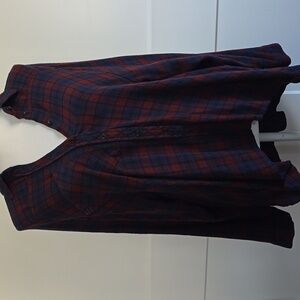 BDG Plaid Button-Up Shirt in Burgundy and Navy